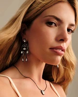 Skeleton Gold Statement Earrings in Ivory Mother-of-Pearl