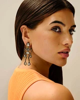 Skeleton Gold Statement Earrings in Ivory Mother-of-Pearl