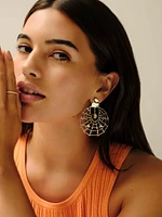 Spiderweb Gold Statement Earrings White CZ