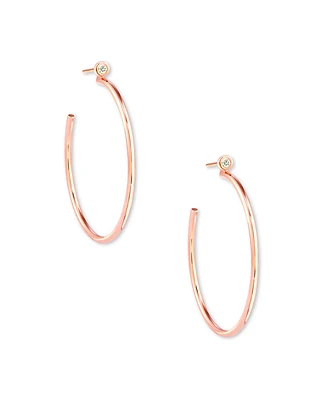 Audrey 14k Rose Gold Hoop Earrings in White Diamond