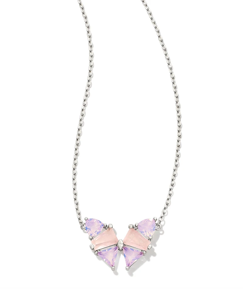 Blair Silver Butterfly Pendant Necklace in Pink Mix