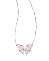 Blair Silver Butterfly Pendant Necklace in Pink Mix