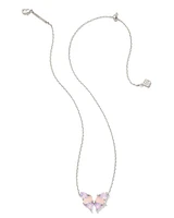 Blair Silver Butterfly Pendant Necklace in Pink Mix