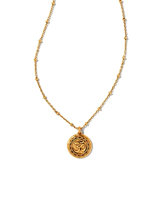 Om Coin Pendant Necklace in Vintage Gold