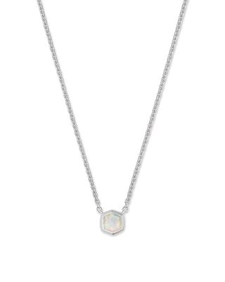 Davie Sterling Silver Pendant Necklace in White Opal