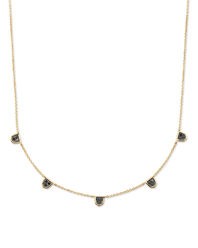 0.21 ct Shannon 14k Yellow Gold Collar Necklace in Black Diamond