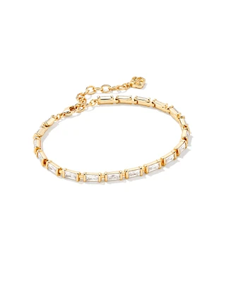Juliette Gold Delicate Chain Bracelet in White CZ