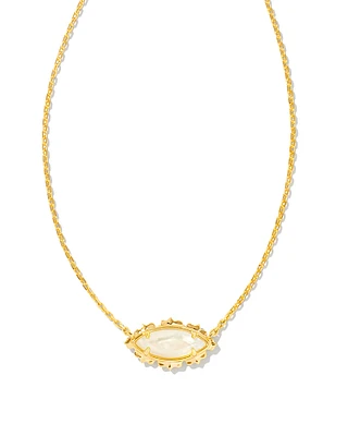 Genevieve Gold Short Pendant Necklace in Ivory Mother-of-Pearl