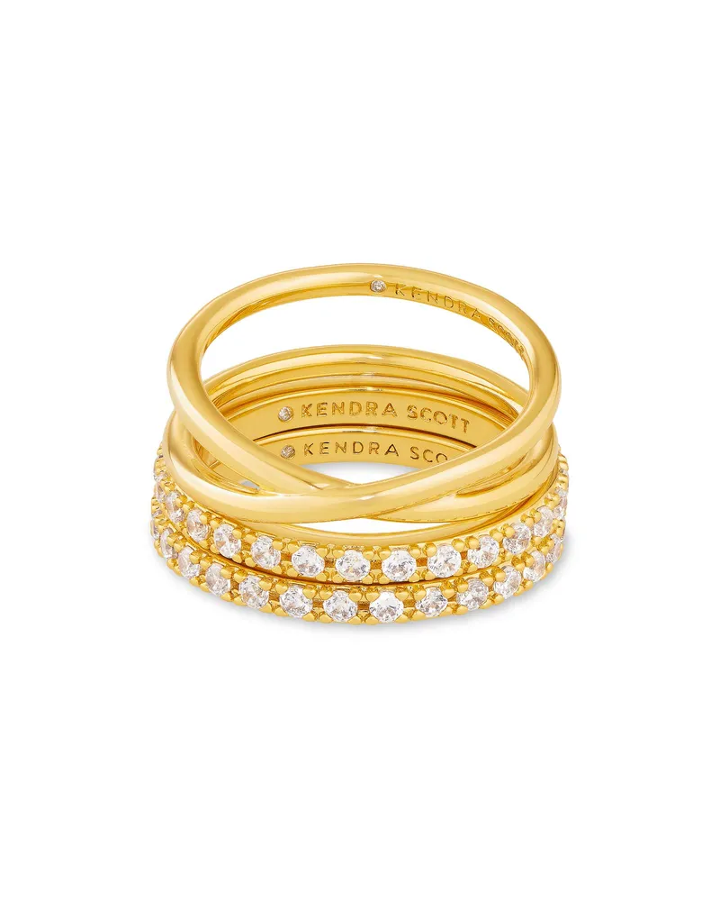 Livy Gold Rings Set of 3 White Crystal