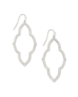 Abbie Gold Open Frame Earrings White Crystal