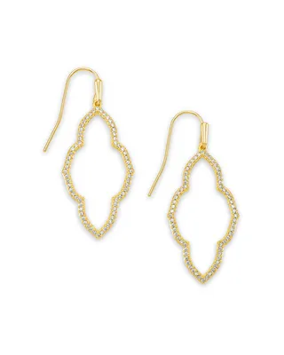 Abbie Silver Small Open Frame Earrings White Crystal