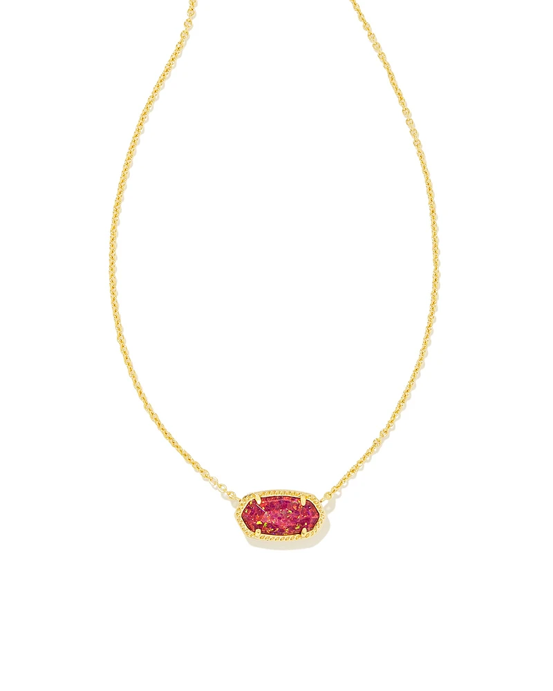 Elisa Gold Pendant Necklace in Berry Lab Grown Opal