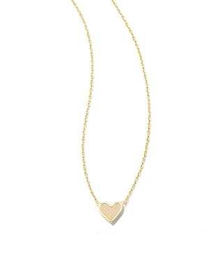 Framed Ari Heart Gold Short Pendant Necklace Light Pink Drusy