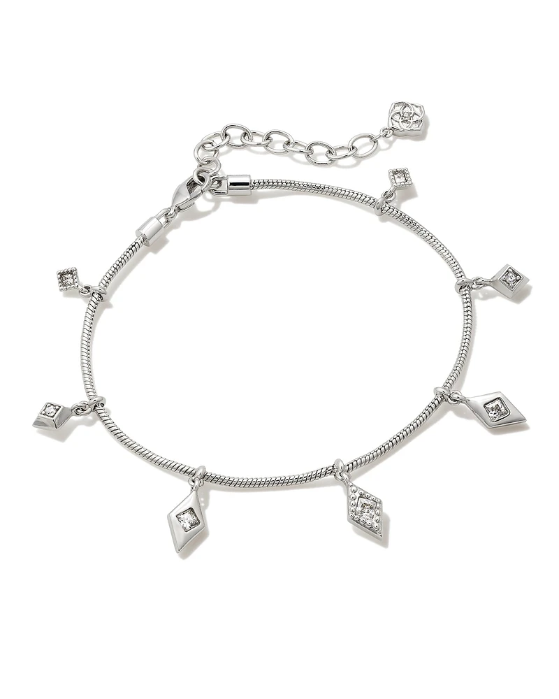 Kinsley Silver Delicate Chain Bracelet in White CZ