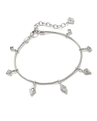 Kinsley Silver Delicate Chain Bracelet in White CZ