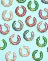 Mikki Gold Pave Hoop Earrings in Purple Mauve Ombre Mix