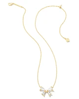 Blair Gold Bow Short Pendant Necklace in White CZ