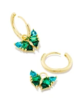 Blair Gold Butterfly Huggie Earrings in Green Mix