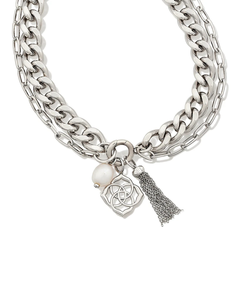 Everleigh Silver Chain Necklace in Freshwater Cultured Pearl
