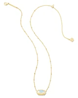 Faceted Gold Elisa Short Pendant Necklace in Iridescent Opalite Illusion