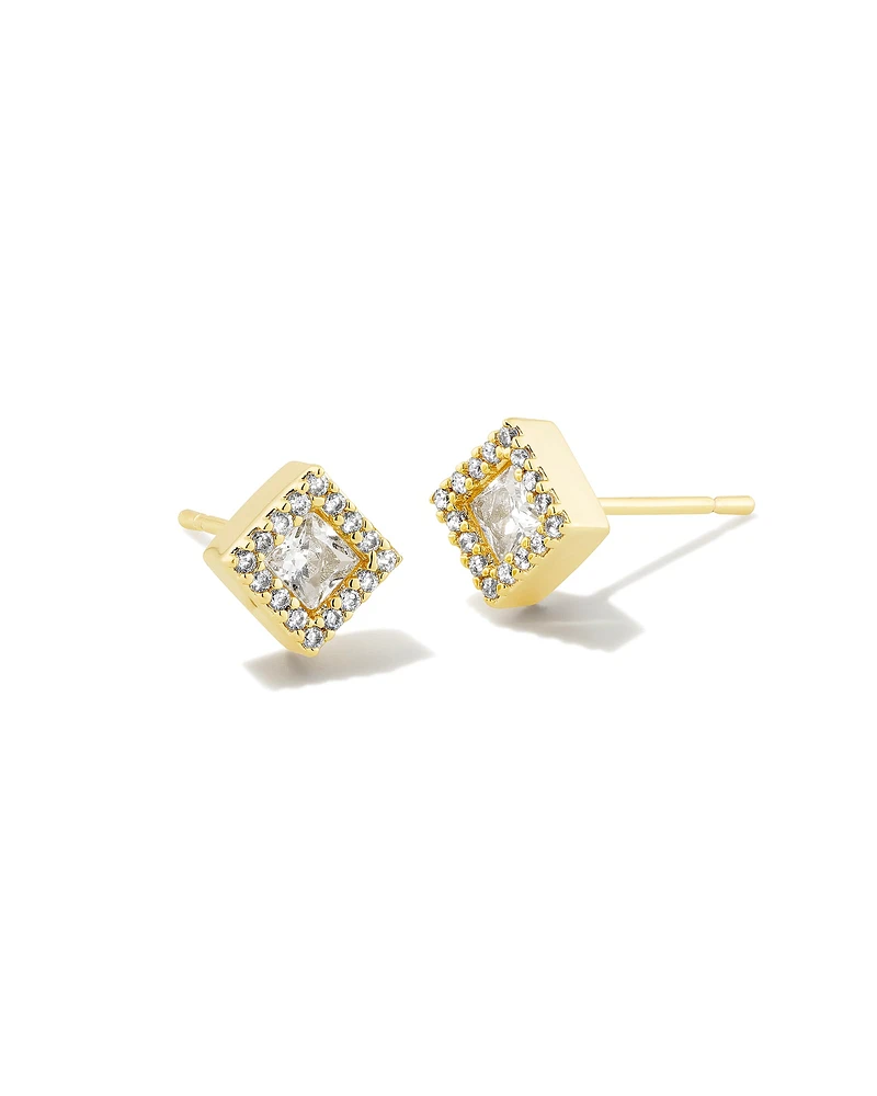 Gracie Gold Stud Earrings in White CZ