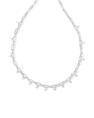Lindy Silver Crystal Chain Necklace in White CZ
