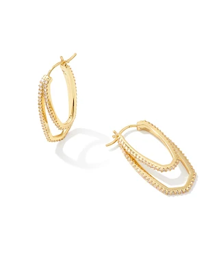 Murphy Gold Hoop Earrings in White CZ