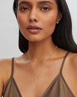 Tiny Anchor 18k Gold Vermeil Pendant Necklace in White Topaz