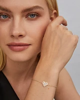 Ari Heart Gold Delicate Chain Bracelet Ivory Mother-of-Pearl