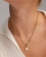 Leighton Convertible Gold Pearl Chain Necklace in Freshwater Cultured Pearl