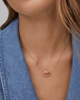 Football Silver Short Pendant Necklace Orange Goldstone