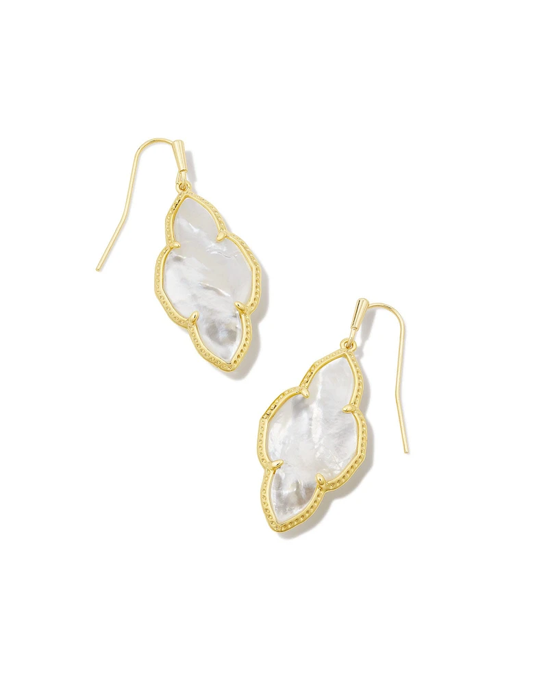 Abbie Gold Drop Earrings Ivory Mother-of-Pearl