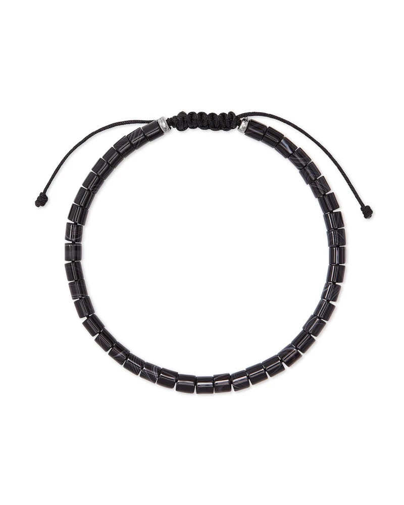 Grey Oxidized Sterling Silver Bracelet Black Banded Agate