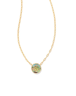 Stamped Dira Gold Pendant Necklace in Abalone