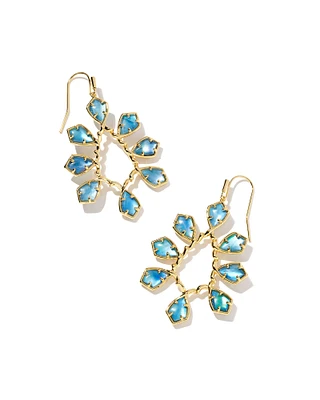 Camry Gold Open Frame Earrings in Dark Blue Mother-of-Pearl