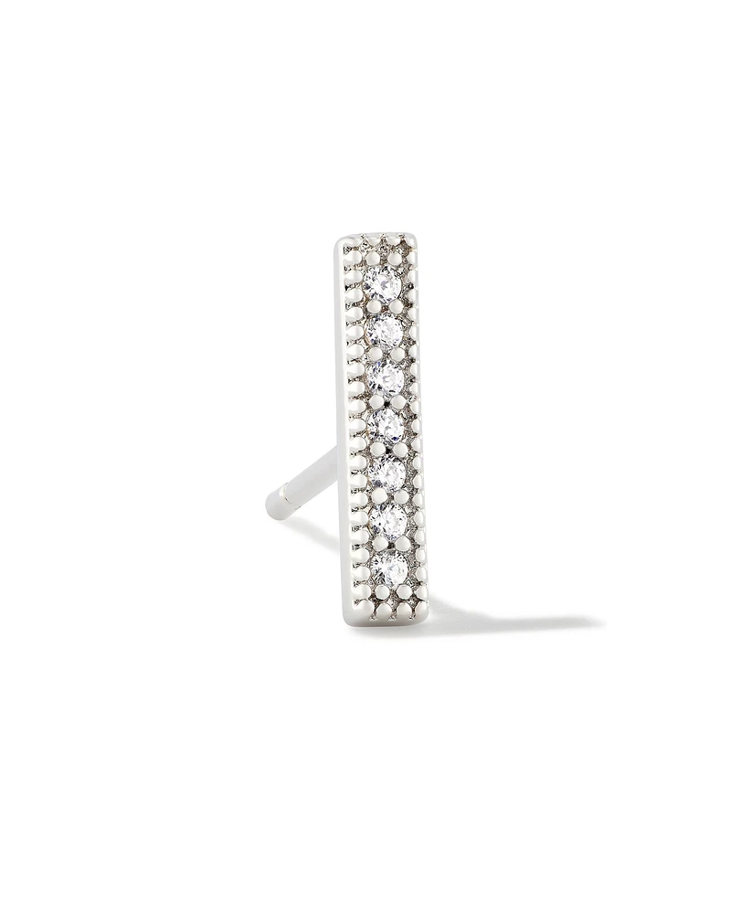 Austin Bar Silver Single Stud Earring in White CZ
