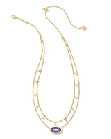 Elisa Gold Pearl Multi Strand Necklace in Lilac Abalone