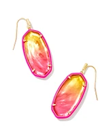Elle Gold Enamel Framed Drop Earrings in Sunset Ombre Illusion