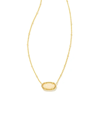 Elisa Gold Satellite Short Pendant Necklace in Yellow Kyocera Opal