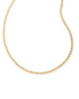 Larsan Silver Tennis Necklace in White Crystal