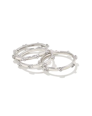 Haven Silver Crystal Heart Rings Set of 3 White CZ