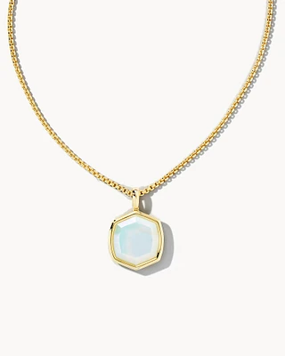Davis Gold Long Pendant Necklace in Iridescent Opalite