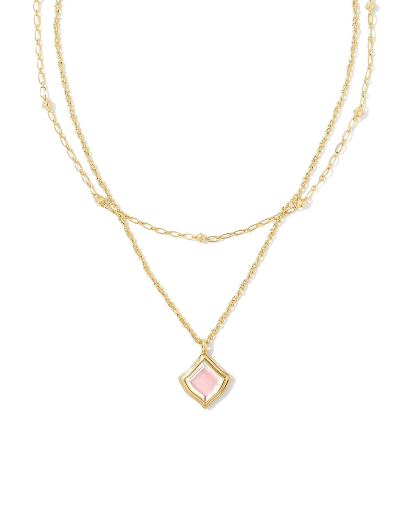 Kacey Gold Multi Strand Necklace in Dichroic Glass