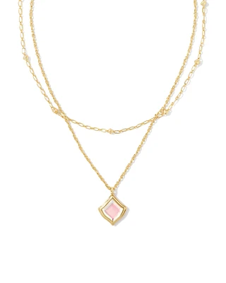 Kacey Gold Multi Strand Necklace in Dichroic Glass