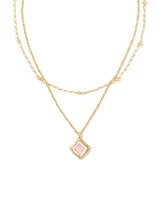 Kacey Gold Multi Strand Necklace in Dichroic Glass