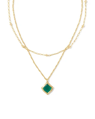 Kacey Gold Multi Strand Necklace in Emerald Cat's Eye