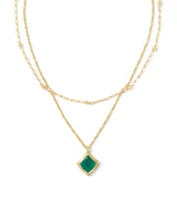 Kacey Gold Multi Strand Necklace in Emerald Cat's Eye