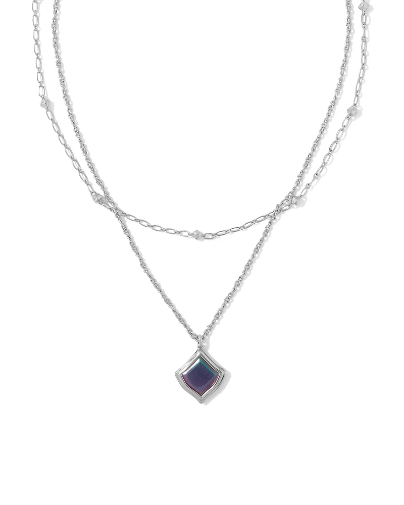 Kacey Silver Multi Strand Necklace in Purple Cat's Eye