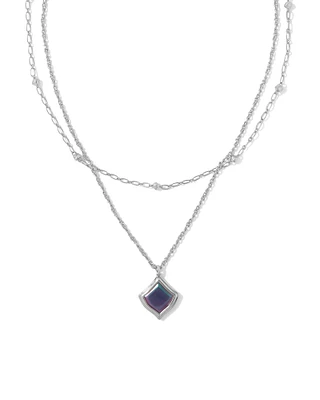 Kacey Silver Multi Strand Necklace in Purple Cat's Eye