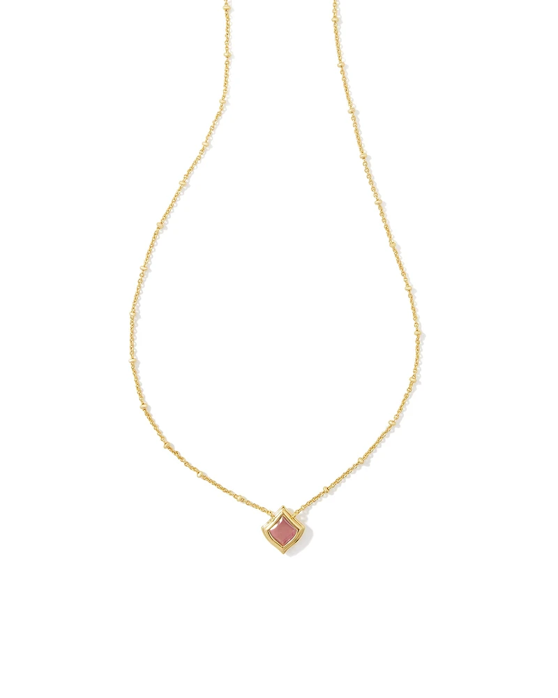 Kacey Gold Short Pendant Necklace in Pink Cat's Eye